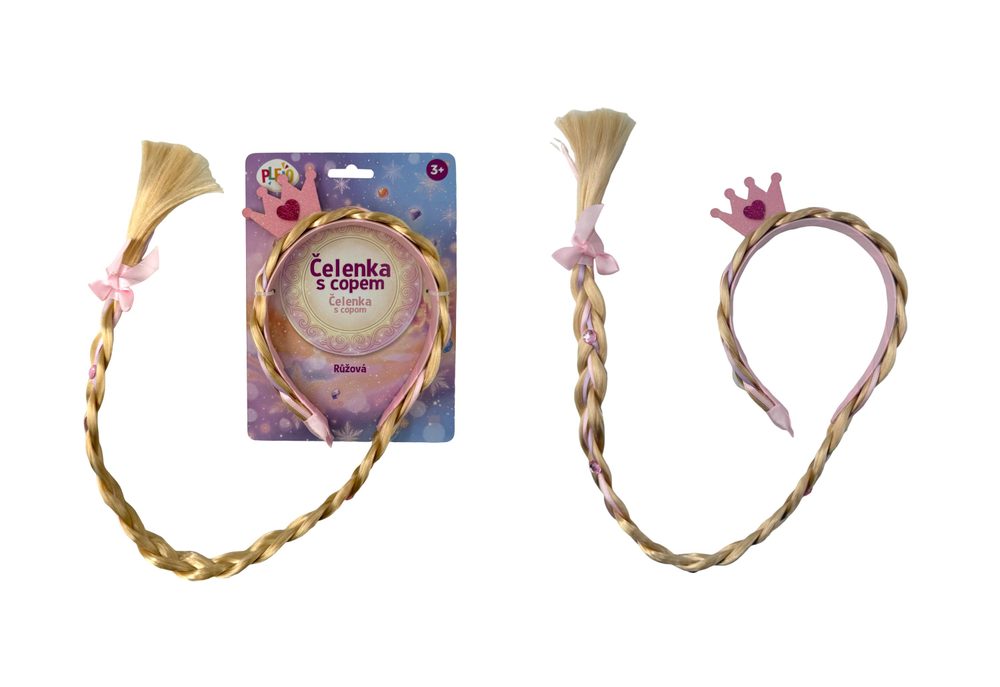 Levně PLEJO Čelenka s copem, růžový