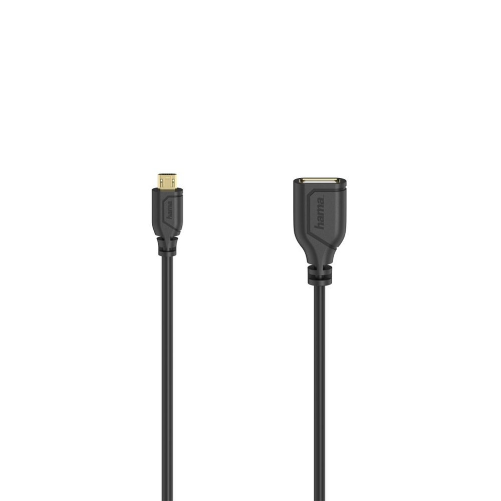Levně Hama redukce micro USB na USB-A (OTG), Flexi-Slim, oboustranný konektor, 15 cm, černá
