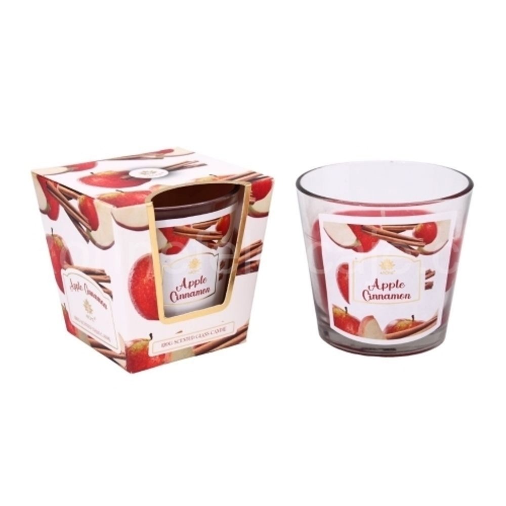 Levně svíčka vonná 120g, JABLKO a SKOŘICE, parafín, DB, sklo