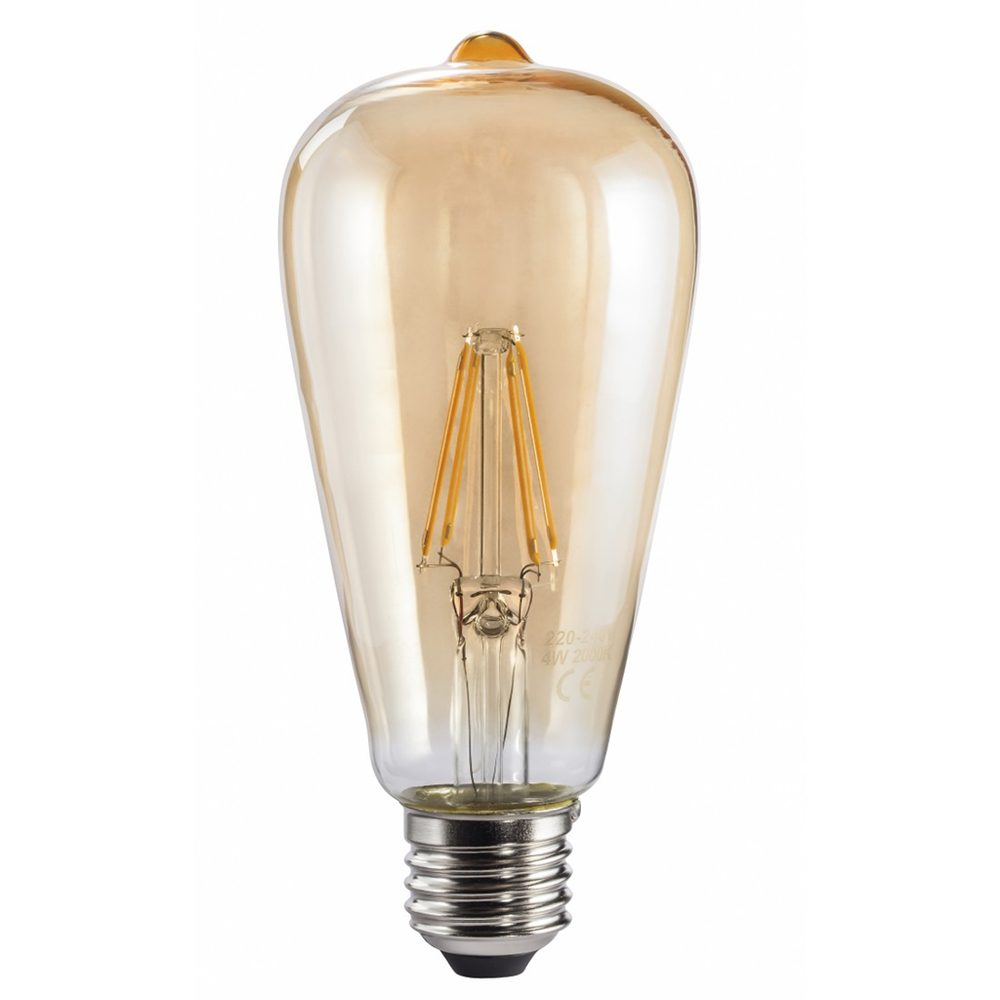 Levně Xavax LED filament žárovka, E27, 410 lm (nahrazuje 36 W), vintage tvar, jantarová barva, teplá bílá