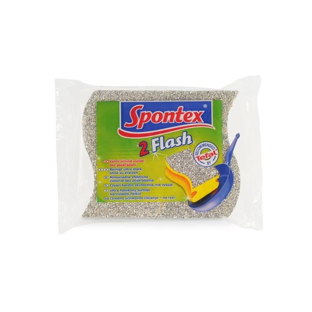 Levně houba 2ks FLASH 11x7x3,5cm, tvarovaná, kuch., SPONTEX