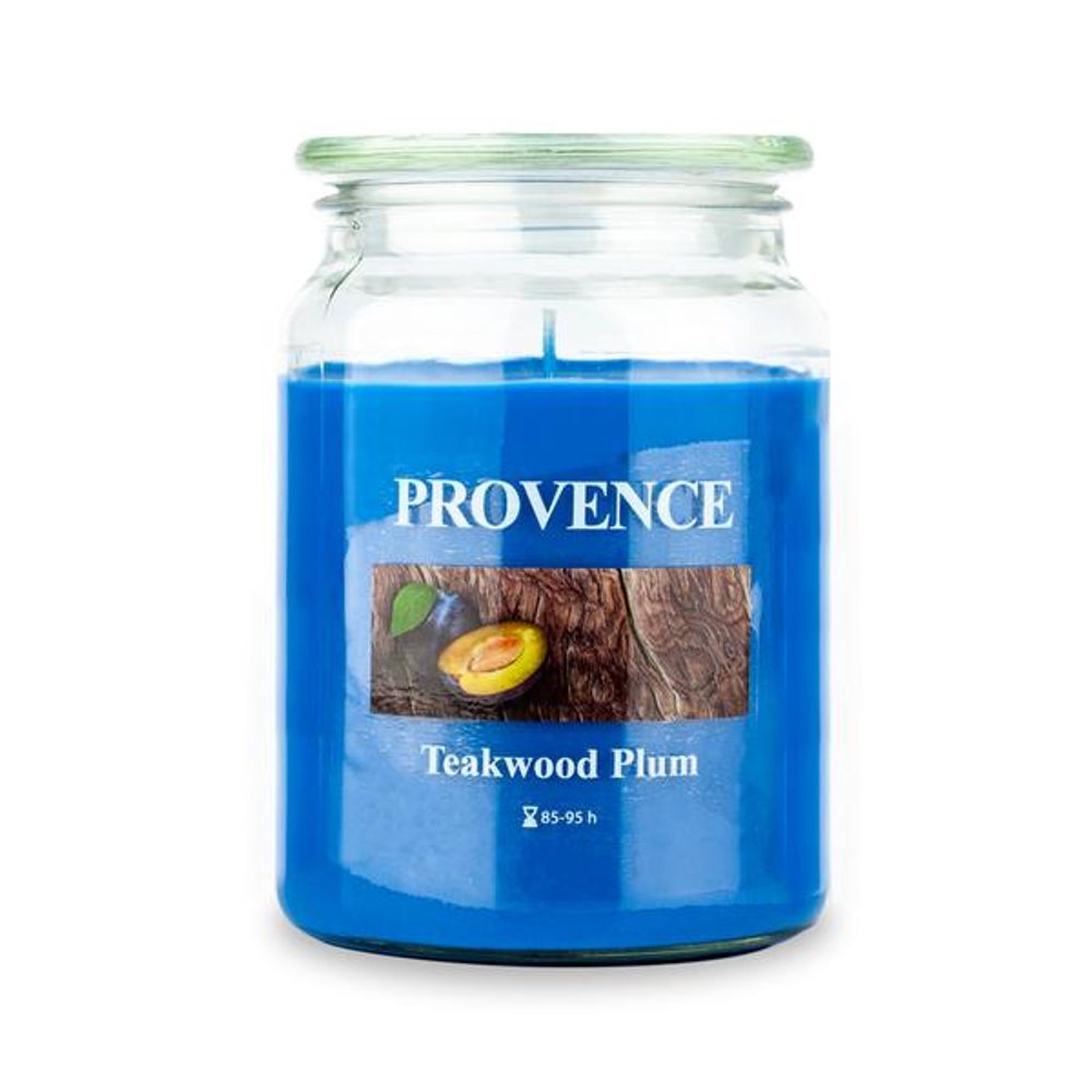Levně Provence SVÍČKA VE SKLE S VÍČKEM 510G TEAKWOOD PLUM,1KNOT