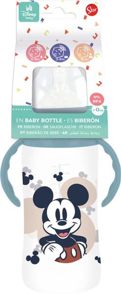 Levně STOR LÁHEV KOJENEC.MICKEY S ÚCHYTY 360ML,ANTIKOLIK.SYS.
