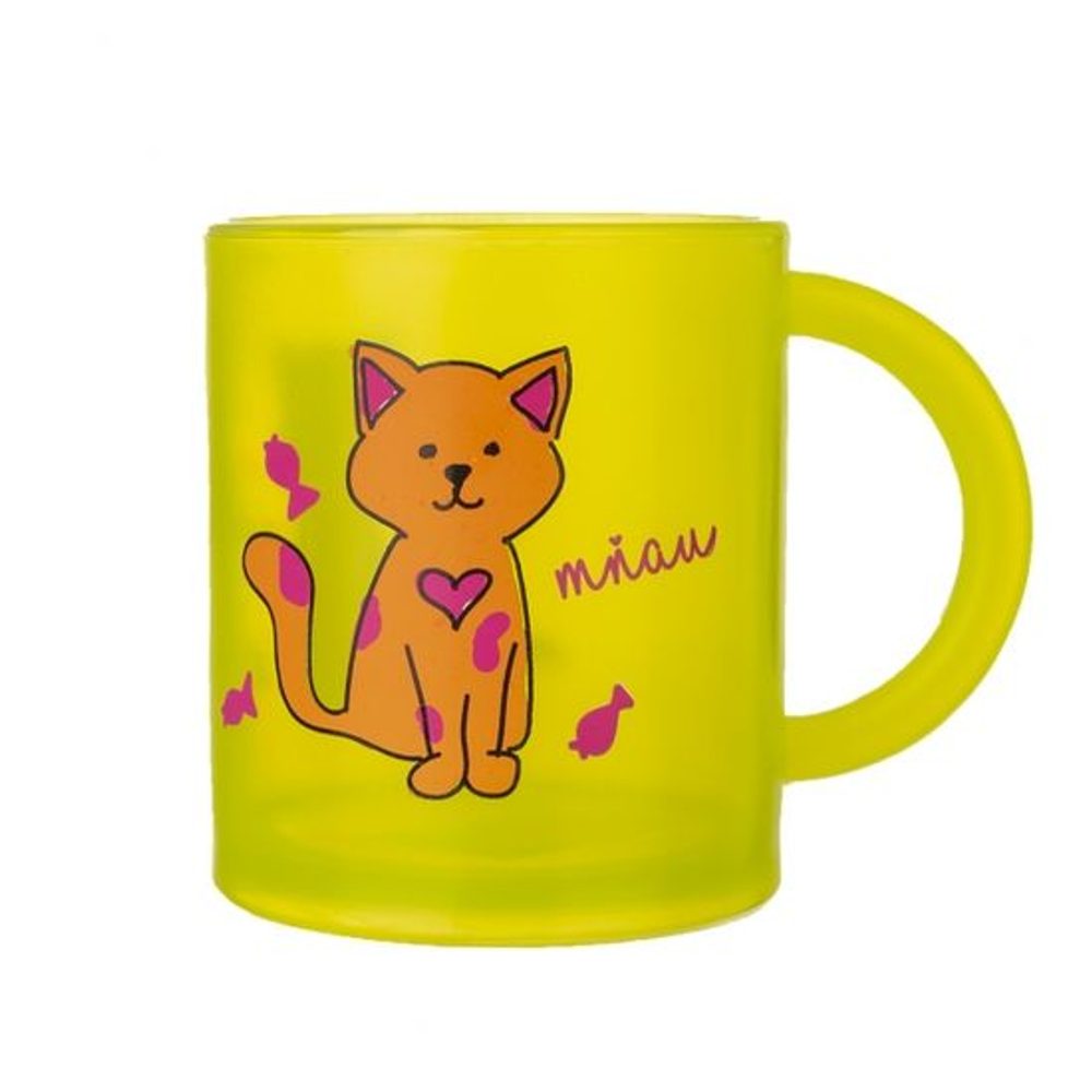 Levně hrníček d 7cm, v. 8,5cm RUBBY-KOČKA, žlutý plast