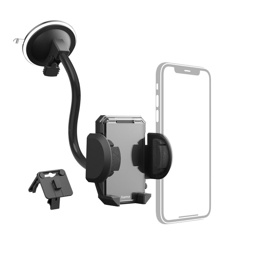 Levně Hama Multi, držák mobilu do auta 2v1, pro čelní sklo i větrací lamely, šířka mobilu 4-11 cm