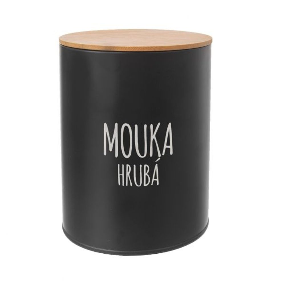 Levně dóza plech. d13x17,5cm, MOUKA HR, BLACK, plech/bambus
