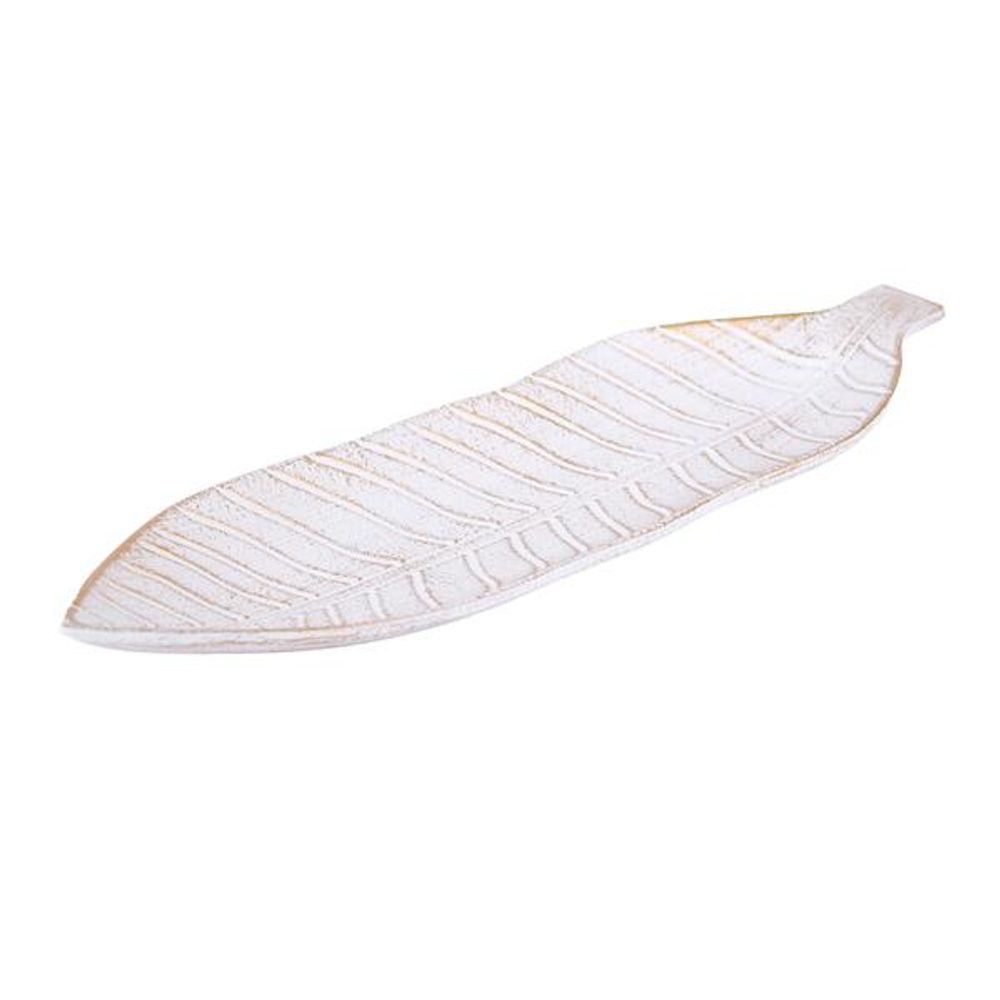 Levně TORO PODNOS TVAR LISTU 41X12X3,5CM DŘEVO ZLATÁ/BÍLÁ