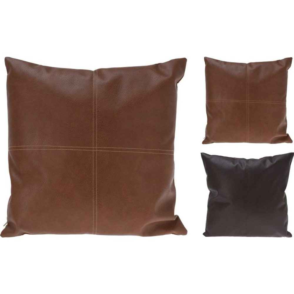 Levně HOMESTYLING Polštář dekorační PU kůže 45 x 45 cm světle hnědá KO-AAE821870svhn