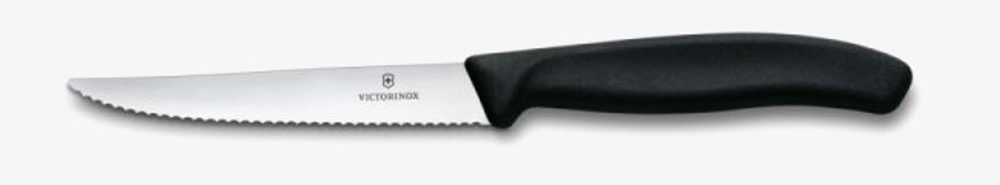 Levně nůž 11cm, STEAK a PIZZA, vlnkovaný, černý, VICTORINOX