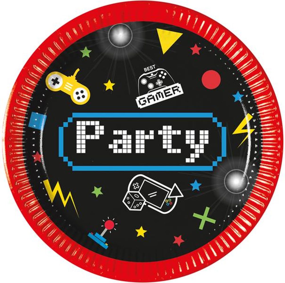 Levně PROCOS TALÍŘKY PAPÍROVÉ GAME PARTY 8 KS, 20 CM