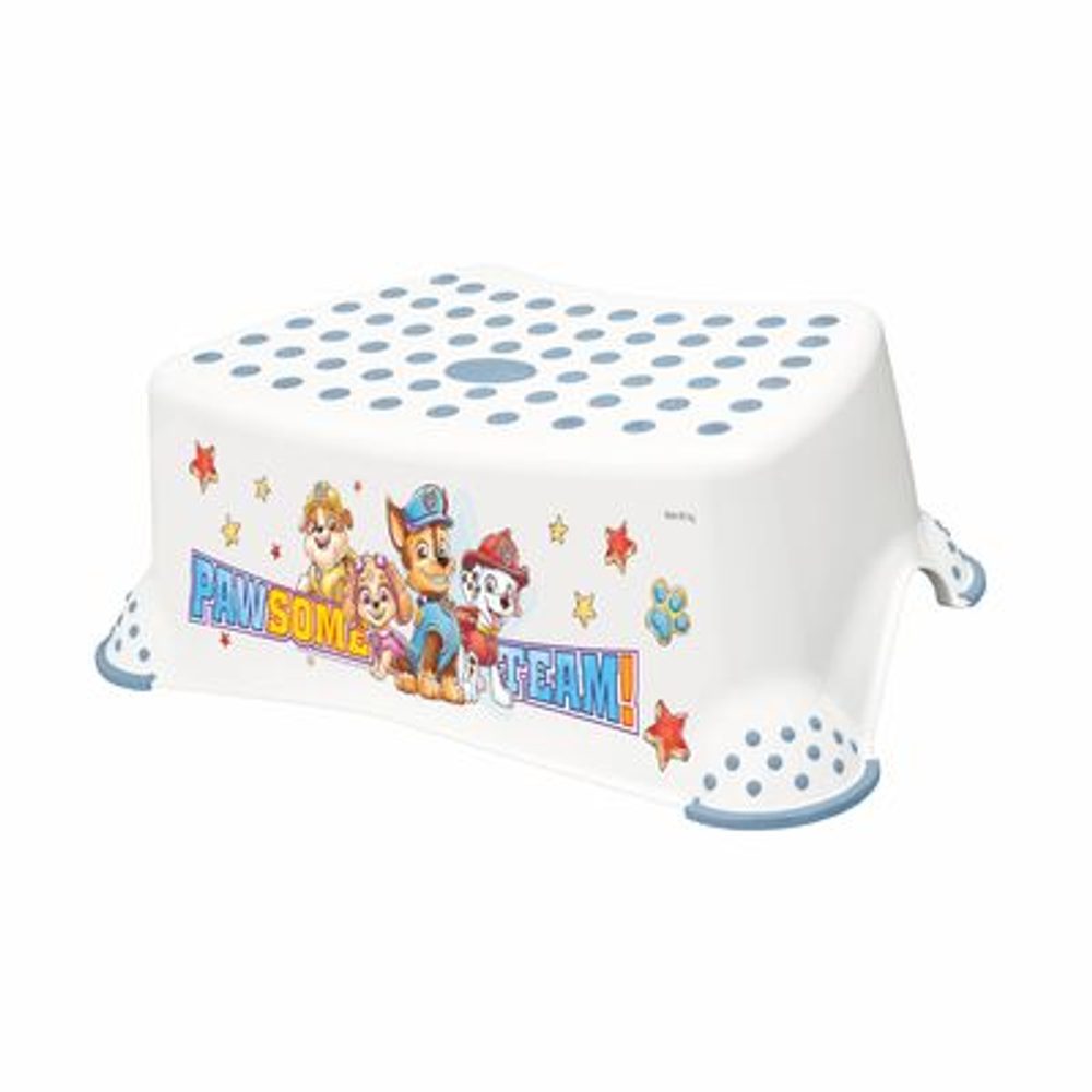 Levně taburetka 40x28,v.14cm bílá, TLAP.PATROLA, modrý lem, plast
