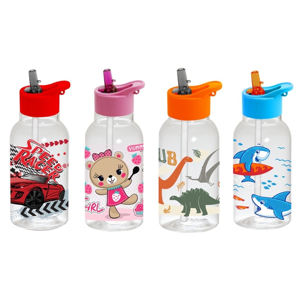 láhev 0,46l MIX, AUTO, DINO, KOČKA, DELFÍN, brčko, plast
