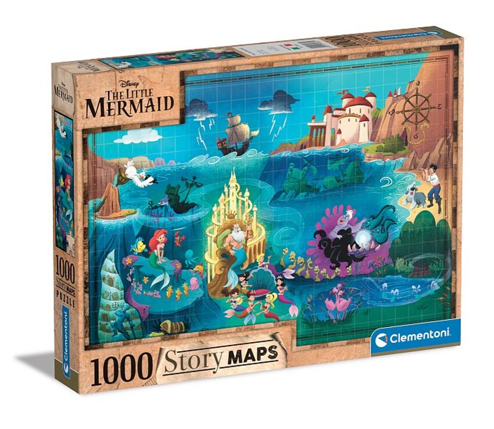 Levně CLEMENTONI Puzzle 1000 dílků Disney Mapa - Malá mořská víla