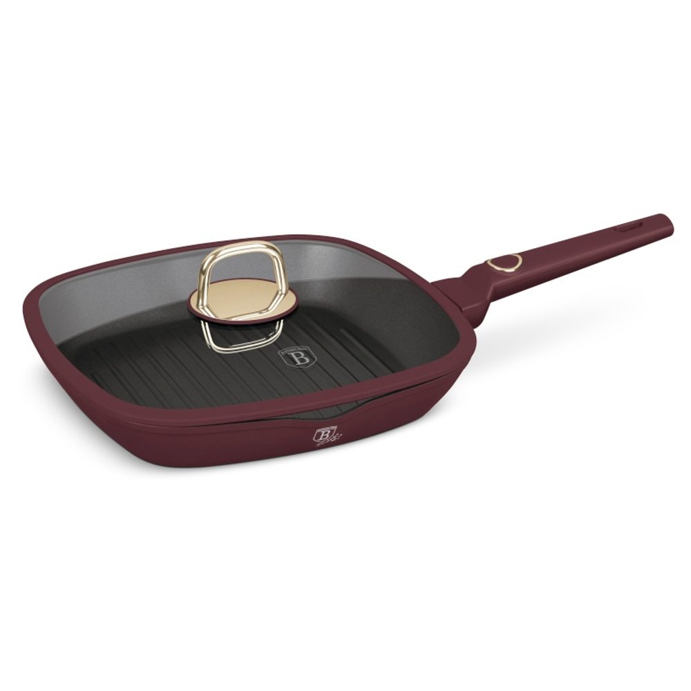 Levně BERLINGERHAUS Pánev grilovací s titanovým povrchem a poklicí 28 cm Leonardo Collection BH-8037
