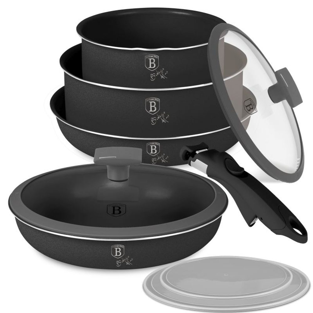 Levně BERLINGERHAUS Sada nádobí s titanovým povrchem 9 ks Antracit Collection BH-8256