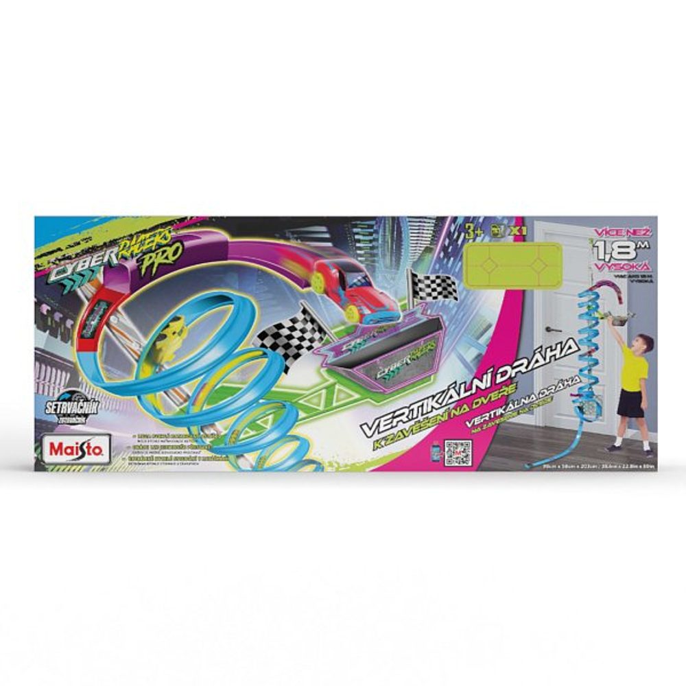 Levně Maisto - Cyber Racers, Play set - Vertikální dráha na dveře s autíčkem, výška cca 2m