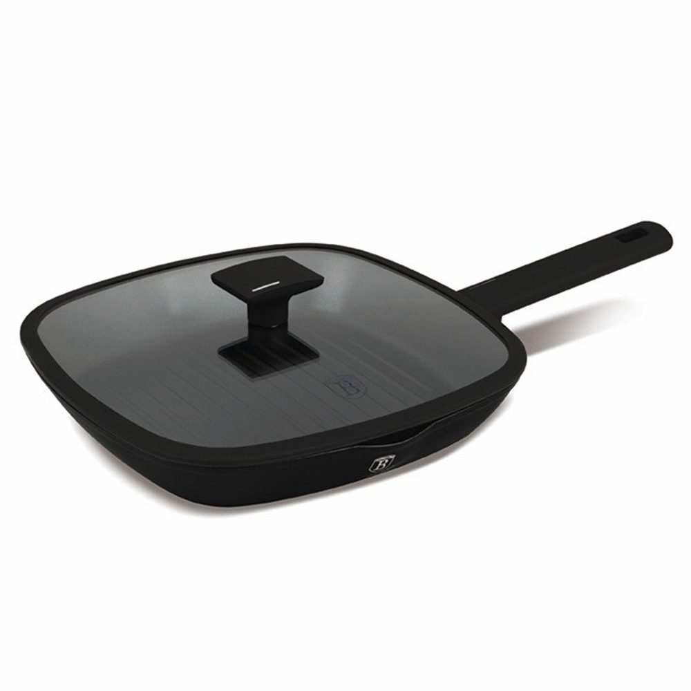Levně BERLINGERHAUS Pánev grilovací s poklicí 28 cm Matte Black Collection BH-8184