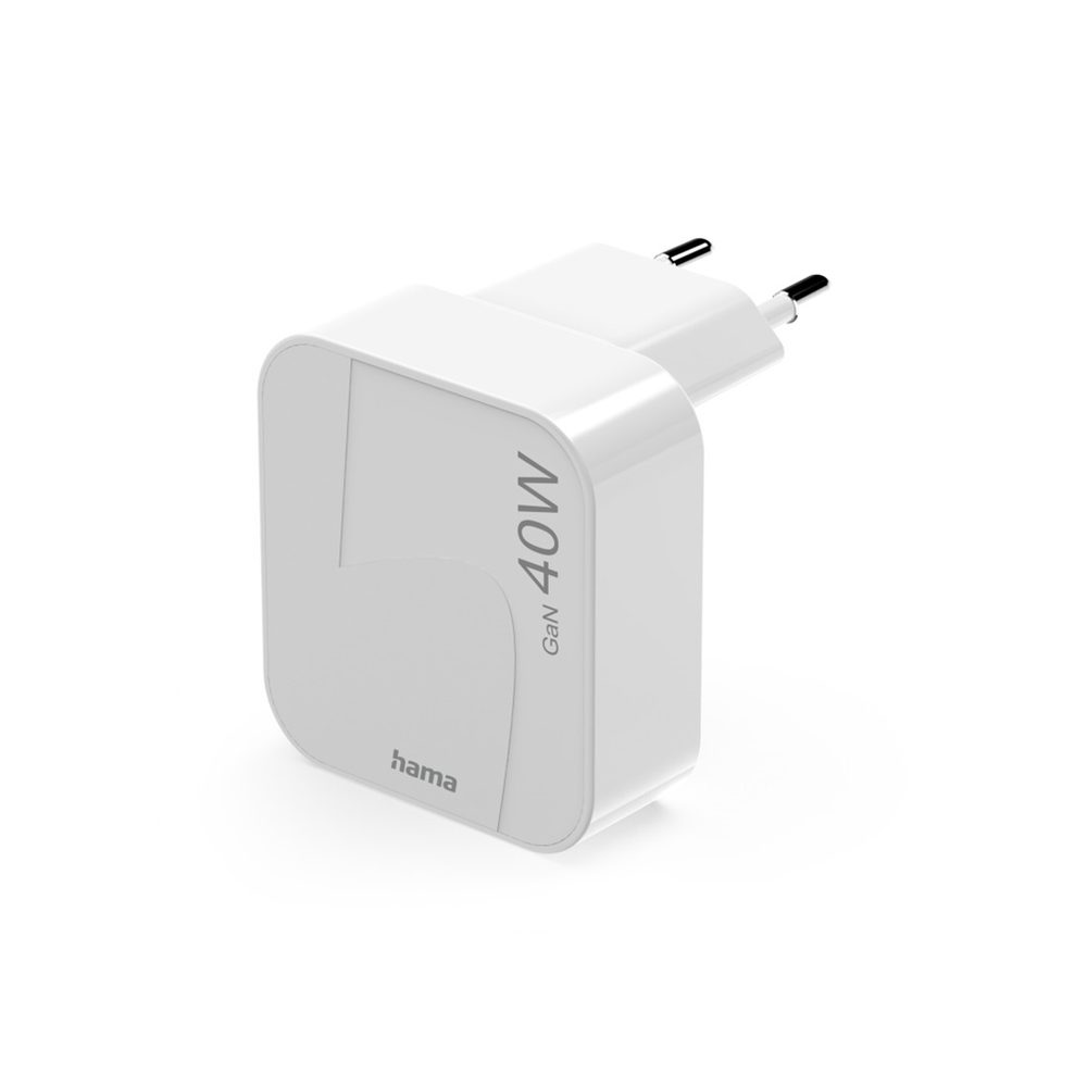 Levně Hama rychlá USB nabíječka GaN, 2x USB-C PD/QC 40 W, skládací
