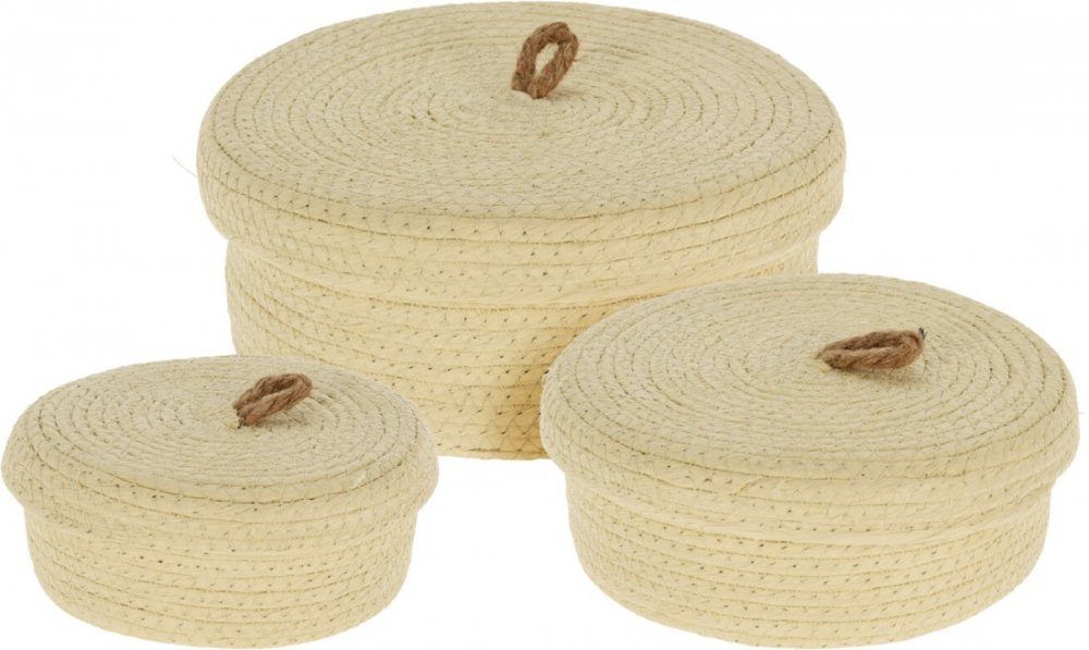Levně HOMESTYLING Sada úložných košíků s víkem 3 ks krémová KO-KR2002870
