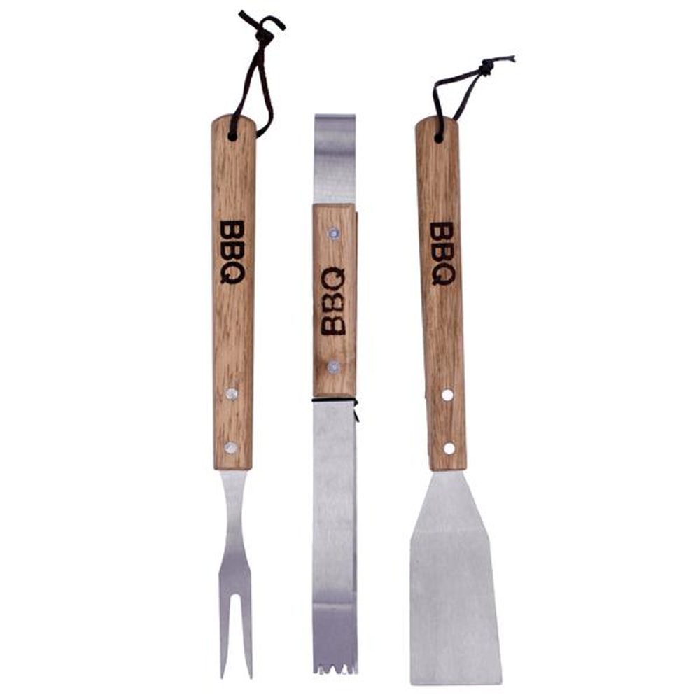Levně TORO NÁČINÍ GRILOVACÍ BBQ SET 3KS DŘEVĚNÁ RUKOJEŤ