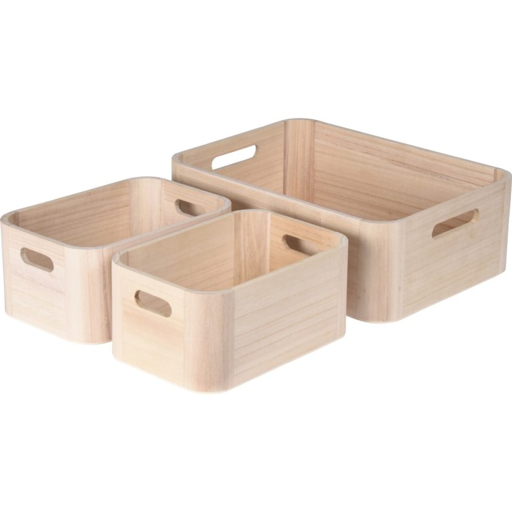 EXCELLENT HOUSEWARE Sada dřevěných úložných boxů 3 ks přírodní KO-KR8000160