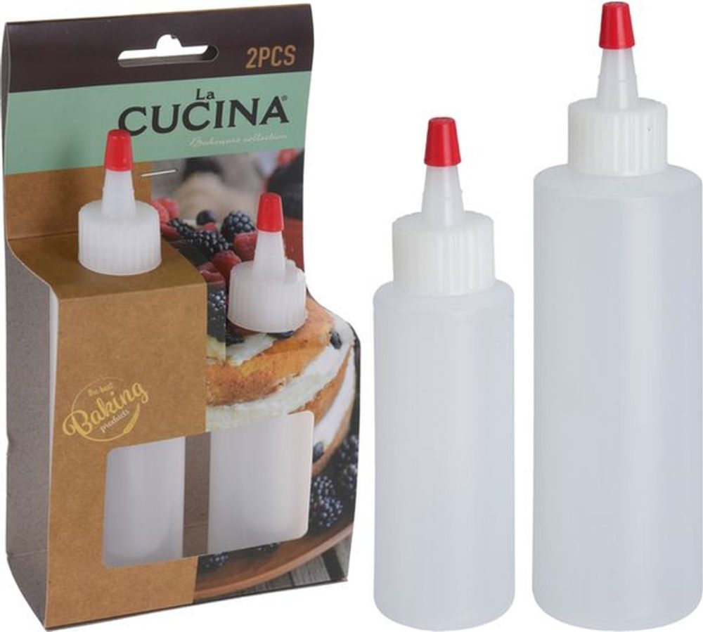 Levně zdobička láhev 2kusy, 60ml/120ml CUCINA, plast