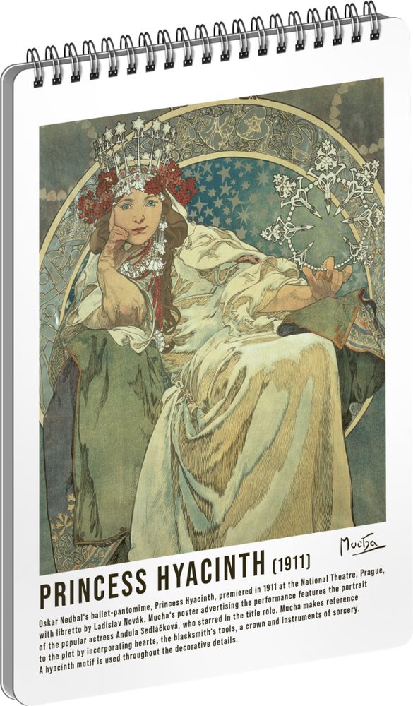 Levně Presco Group Spirálový blok Alfons Mucha - Princezna, linkovaný
