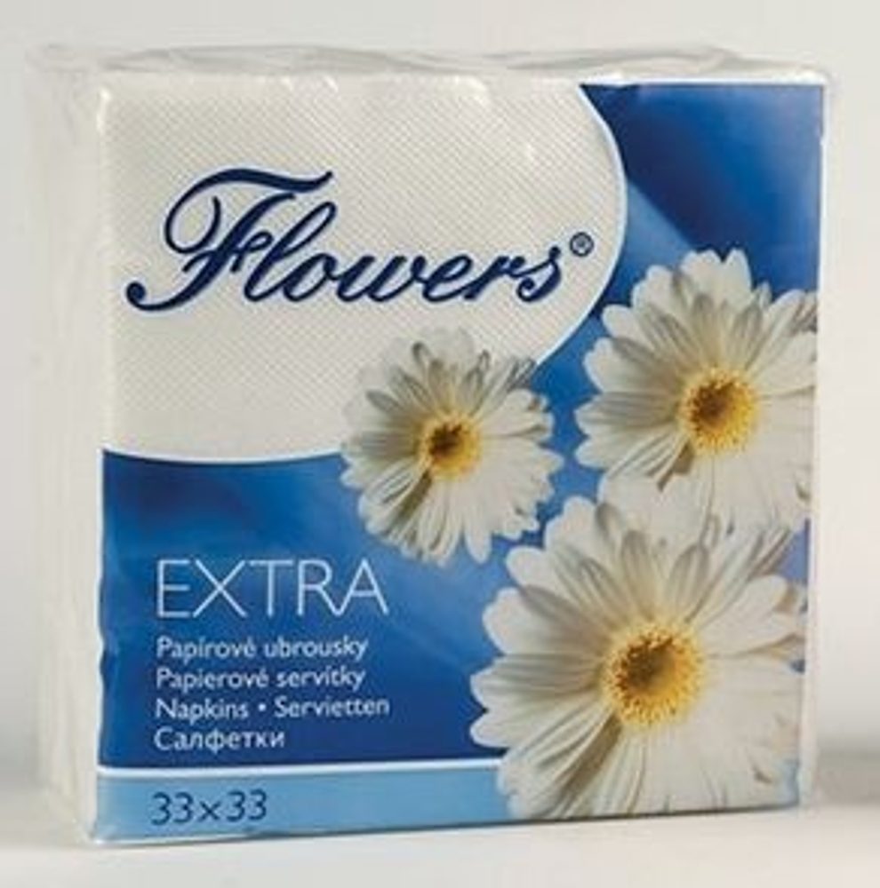 Levně ubrousky 1vr.,100ks,145g,Flowers,33x33cm,bílé