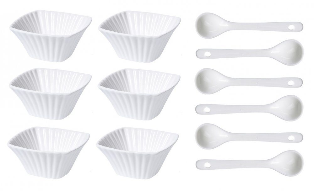 Levně EXCELLENT HOUSEWARE Sada porcelánových misek se lžičkou 12 ks čtverec KO-798000050ctve