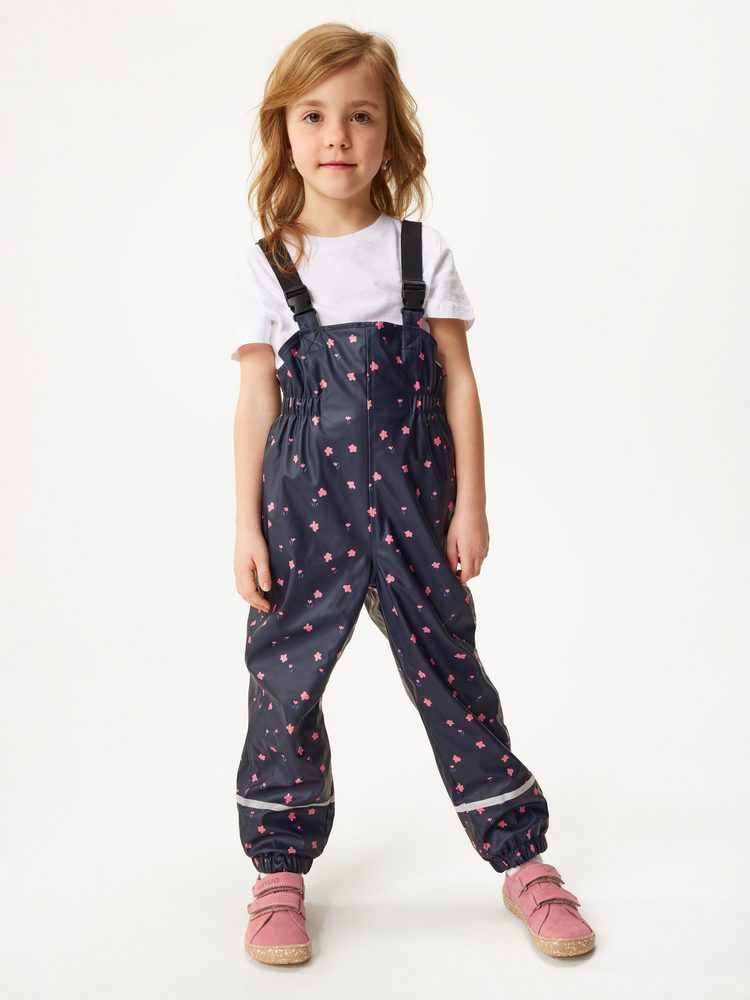 Unuo Dětské nepromokavé kalhoty s fleecem, Květiny - 86/92