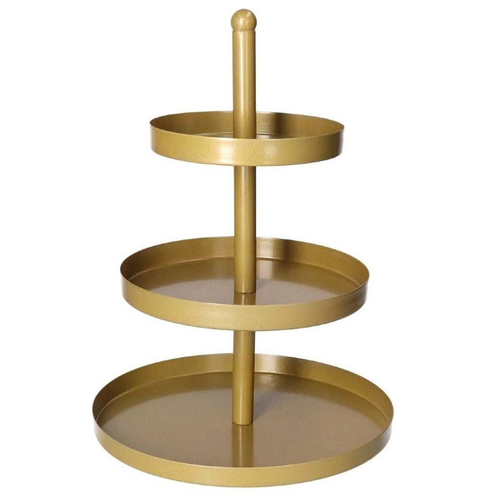 Levně HIT Etažér třípatrový nerez 35 cm zlatá HT-24500465