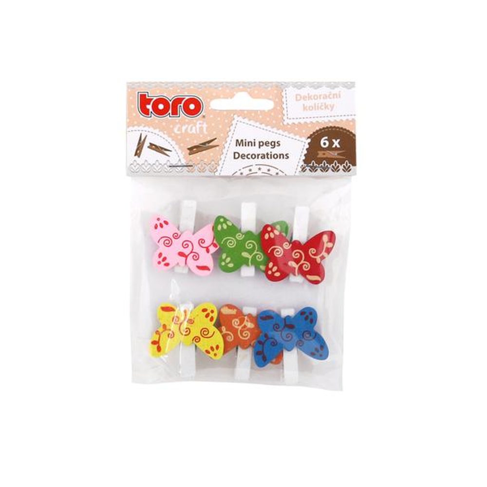 Levně TORO KOLÍČKY DŘEVĚNÉ S MOTÝLKEM 3,5CM, 6KS