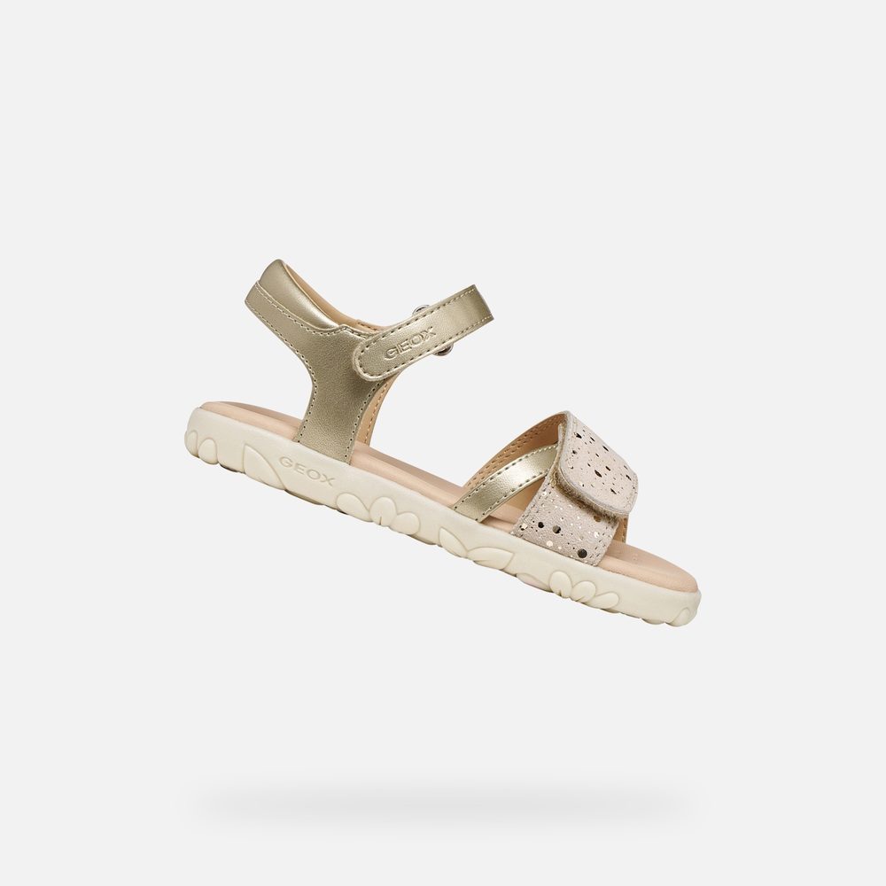 Levně Zlaté dívčí sandály Geox Sandal Haiti - 26
