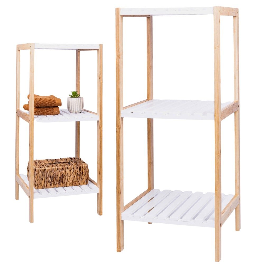 Levně HOMESTYLING Policový regál do koupelny dřevěný 79 cm KO-784200930