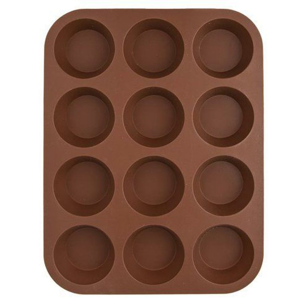 Levně forma na 12ks MUFFINY d6,5cm, hnědá, 32,5x25cm, silikon