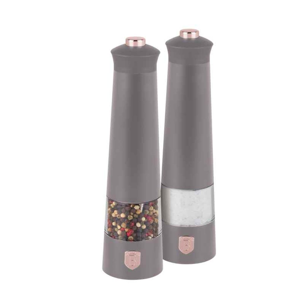Levně BERLINGERHAUS Mlýnek na pepř a sůl elektrický sada 2 ks Taupe Collection BH-9544