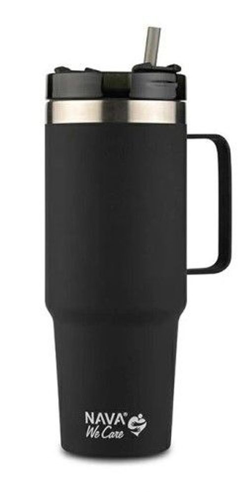 Levně termohrnek 0,90l, ČERNÝ, d 9x24cm, 6-8hod., NR/plast