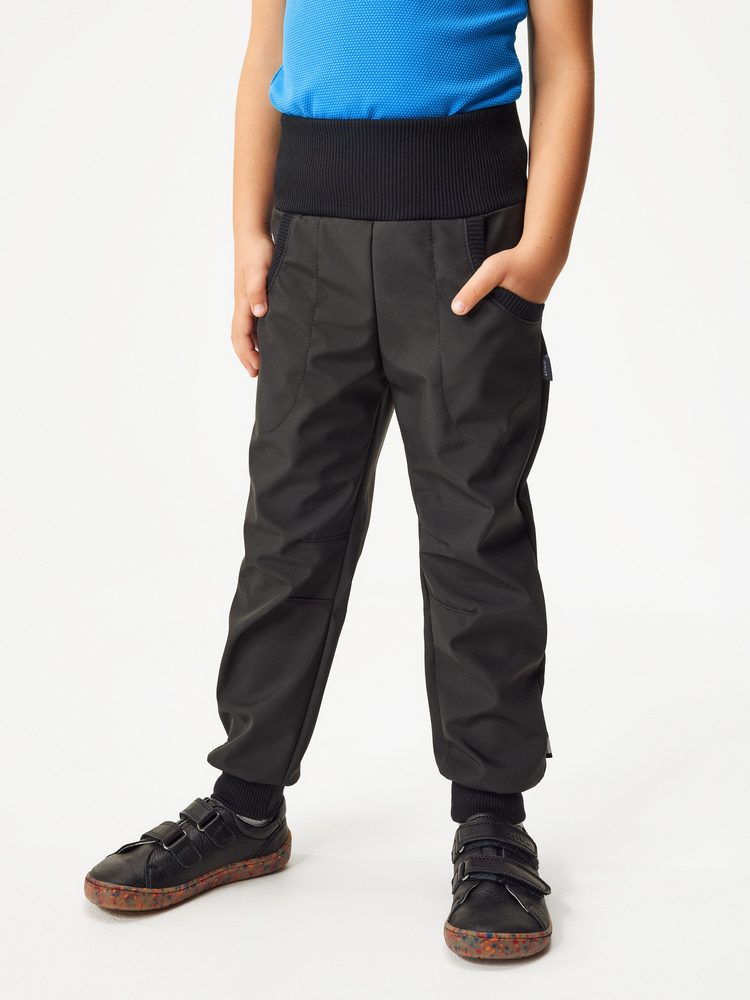 Unuo, Softshellové kalhoty s fleecem Street, Černá (Unuo Softshell kids trousers, black) - 98/104 - 2-4 roky