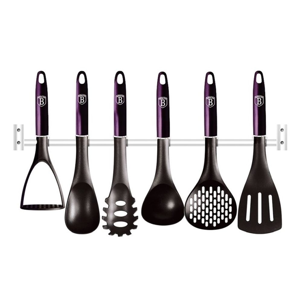 Levně BERLINGERHAUS Kuchyňské náčiní s nástěnným držákem 7 ks Purple Eclipse Collection BH-6331