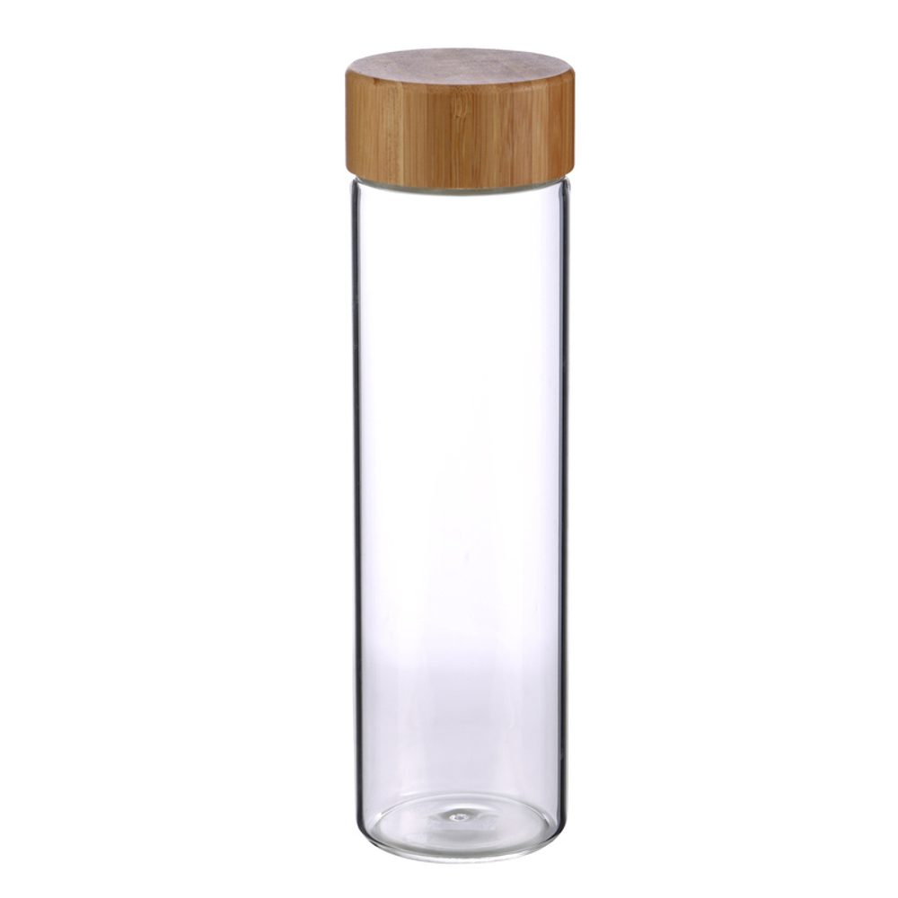 Levně BERGNER Lahev skleněná přenosná s bambusovým víkem 600 ml BG-20136-MM