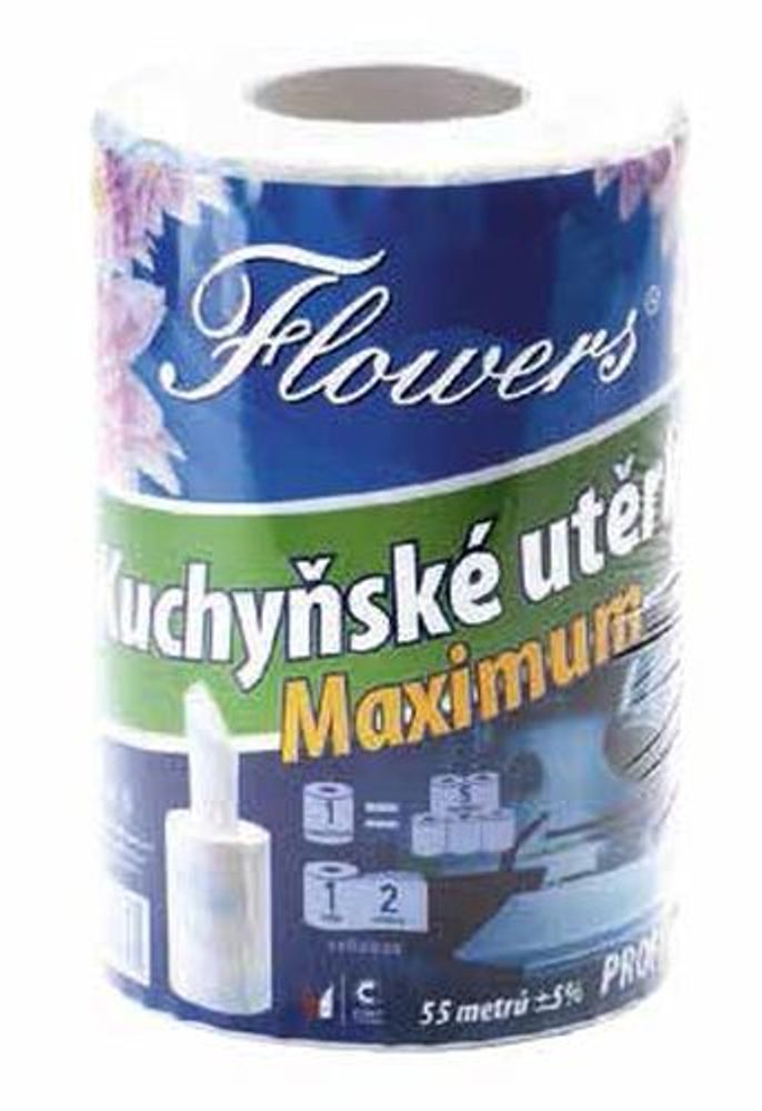 Levně utěrky kuch.2vr., 55m, Flowers MAXIMUM PROFI