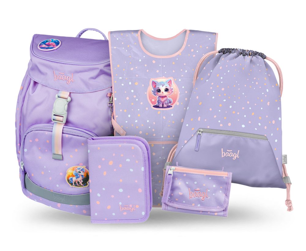 Levně BAAGL SET 5 Airy Mazlíčci: batoh, penál, sáček, zástěra, peněženka