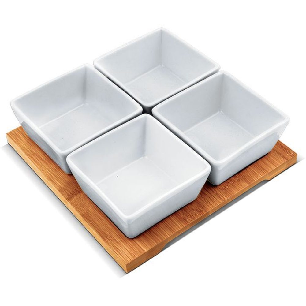 Levně miska 4ks-sada servír. LT9018, porcel., 19x19cm bambus