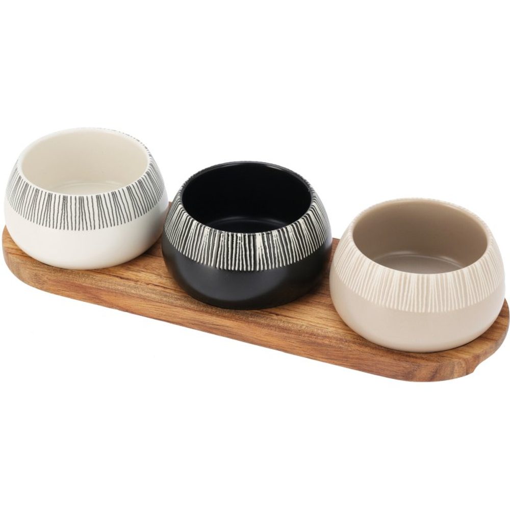 Levně EXCELLENT HOUSEWARE Sada misek na pochutiny servírovací s prkénkem 3 ks KO-210001240