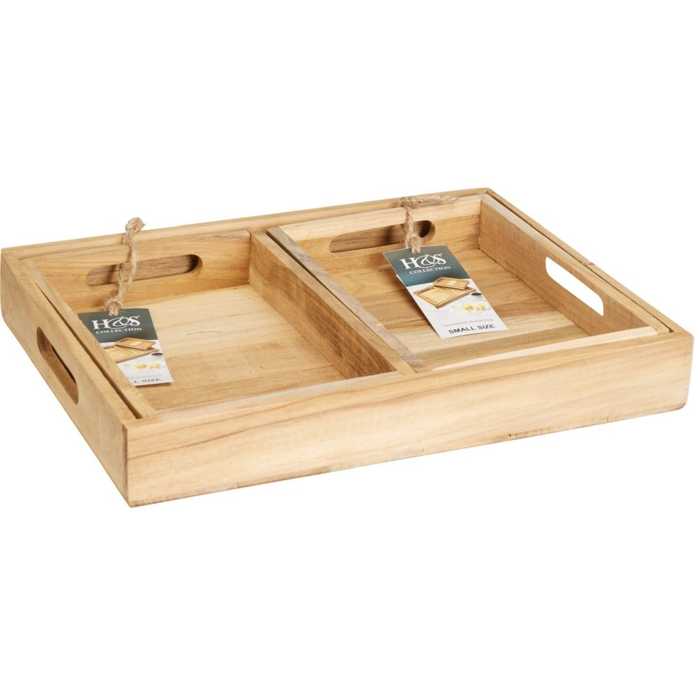 PROGARDEN Servírovací podnosy teak sada 3 ks KO-J18000020