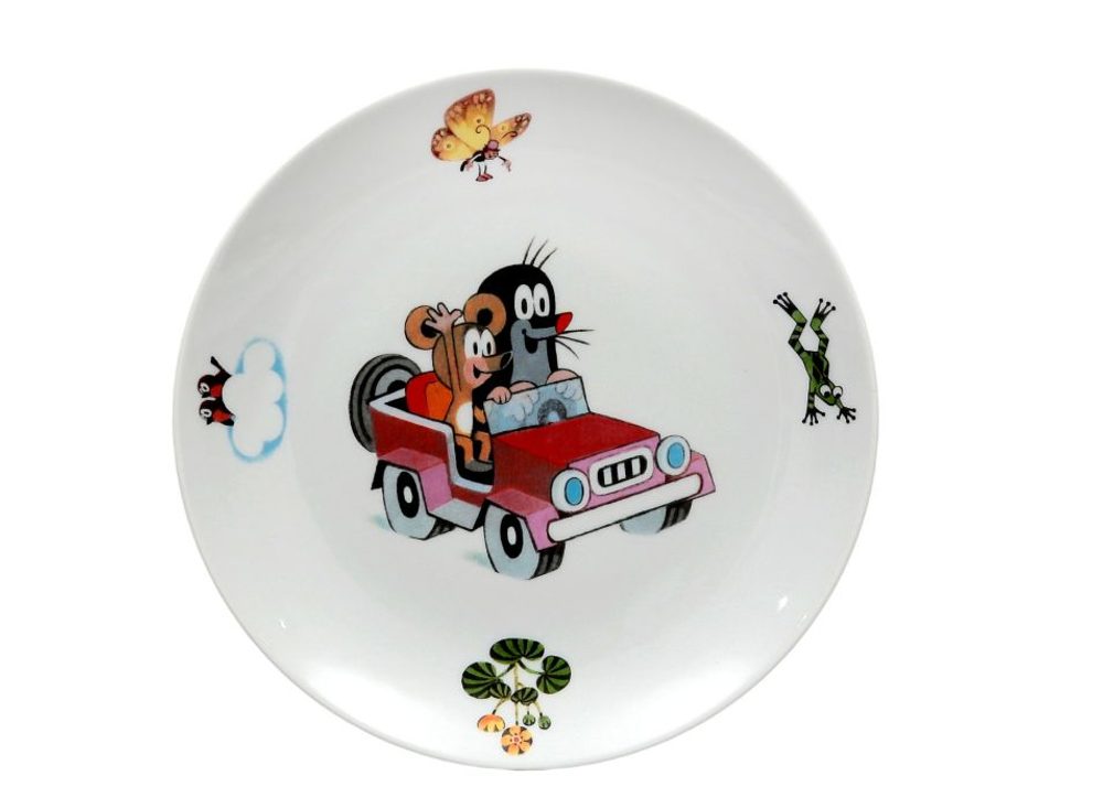 Levně talíř d21cm mělký, KRTEK a auto,dětský,český porc.