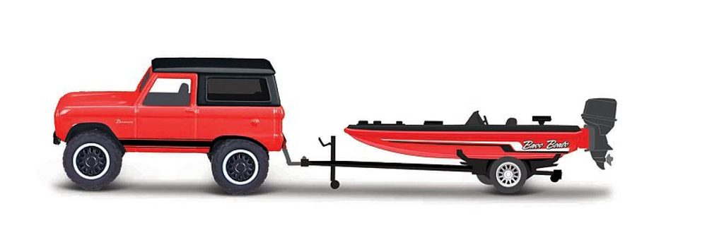 Levně Maisto - Design Tow &amp; Go, 1966 Ford Bronco Trailer with Bass Boat, 1:64