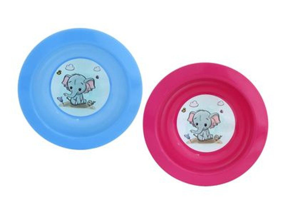 Levně talíř d17,3cm hlub. SLŮNĚ IML, aqua, růž., dětský, plast