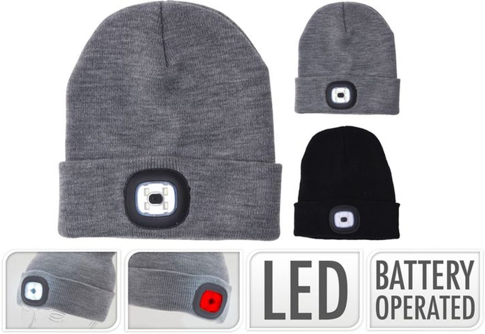 Levně čepice s LED světlem, 2 barvy, na baterie