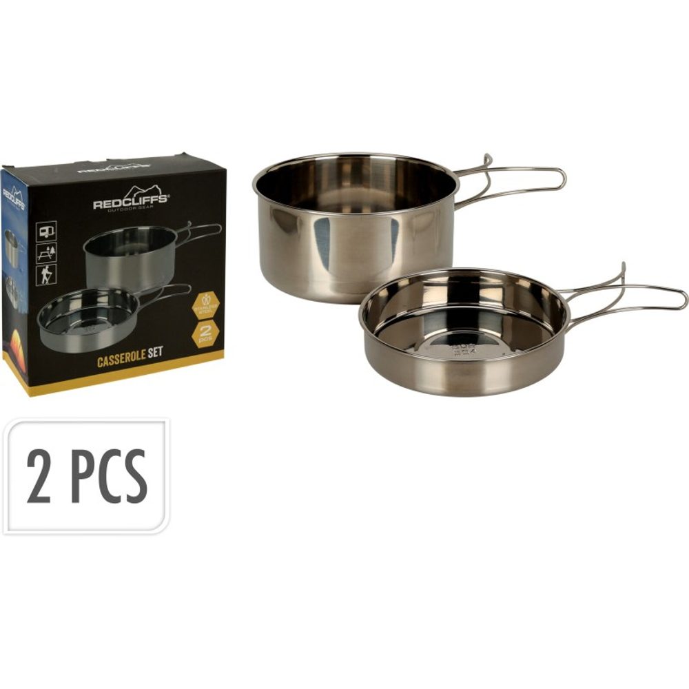 Levně EXCELLENT HOUSEWARE Sada nádobí pro kempování nerez 2 ks KO-CY5656520